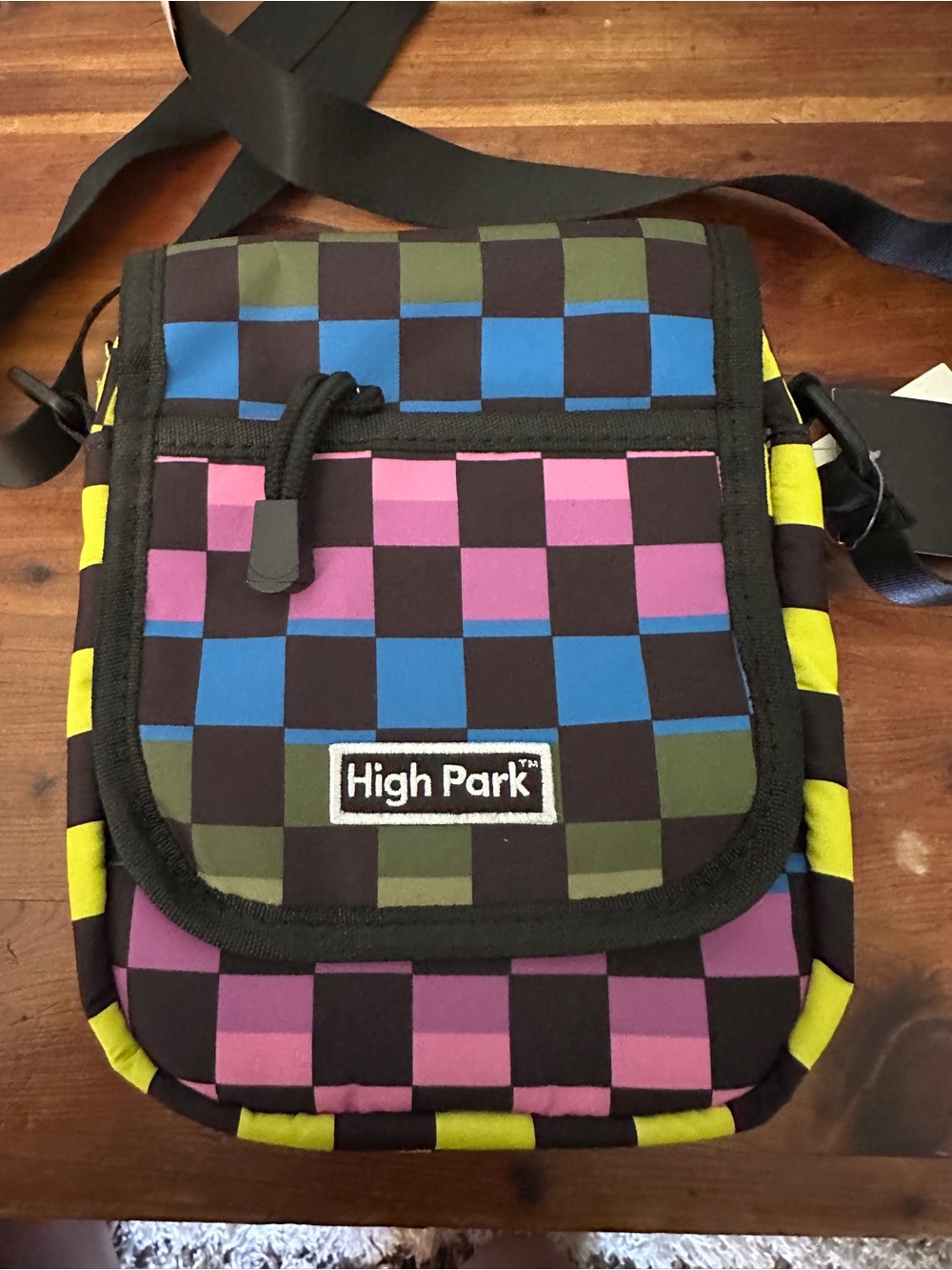 Multicolor Checkered Crossbody Bag - Blue/Pink/Green - Picture 1 of 6